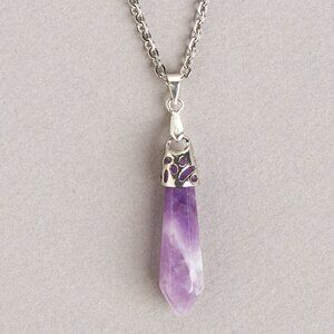 Amethyst Silver Point Necklace | Natural Crystal Pendant | Gift-Ready